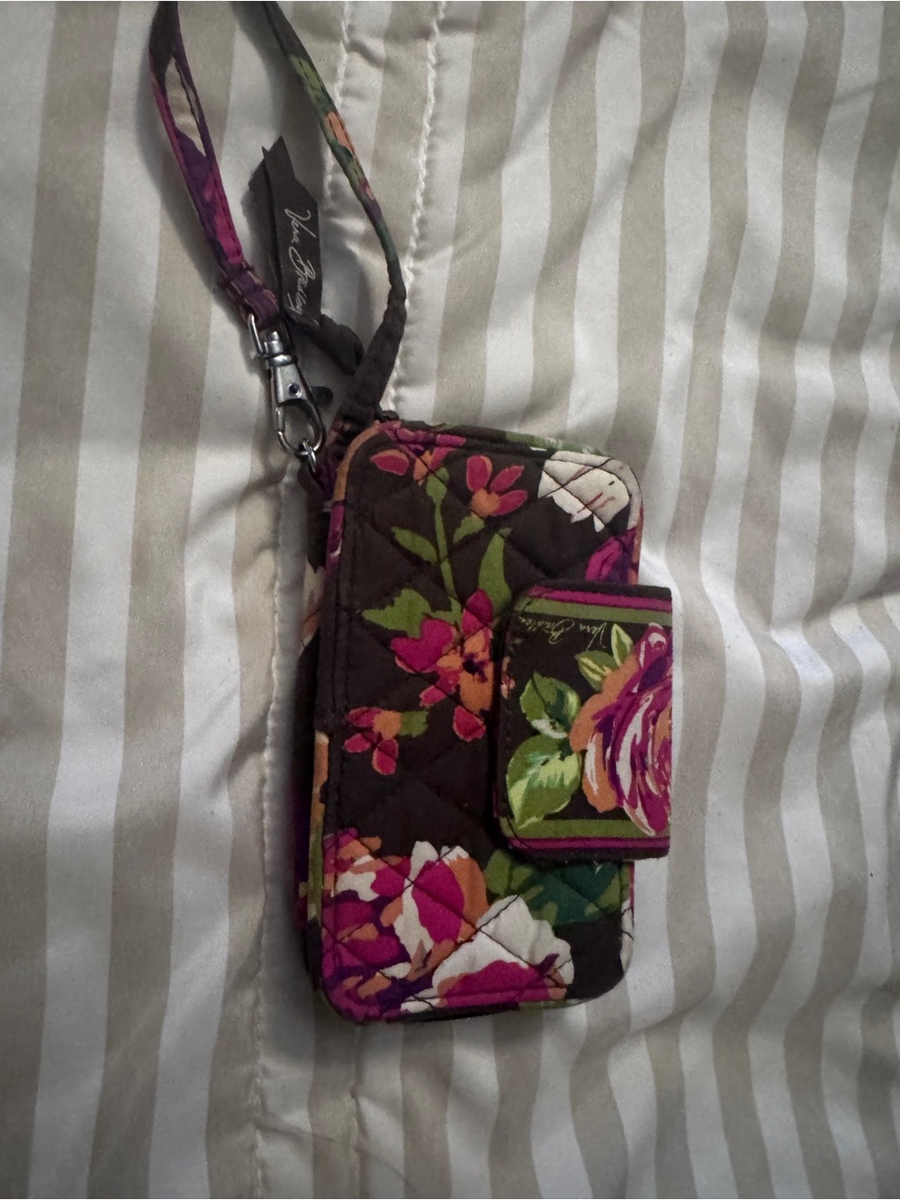 Vera Bradley Brown Floral Quilted Wristlet Phone Case